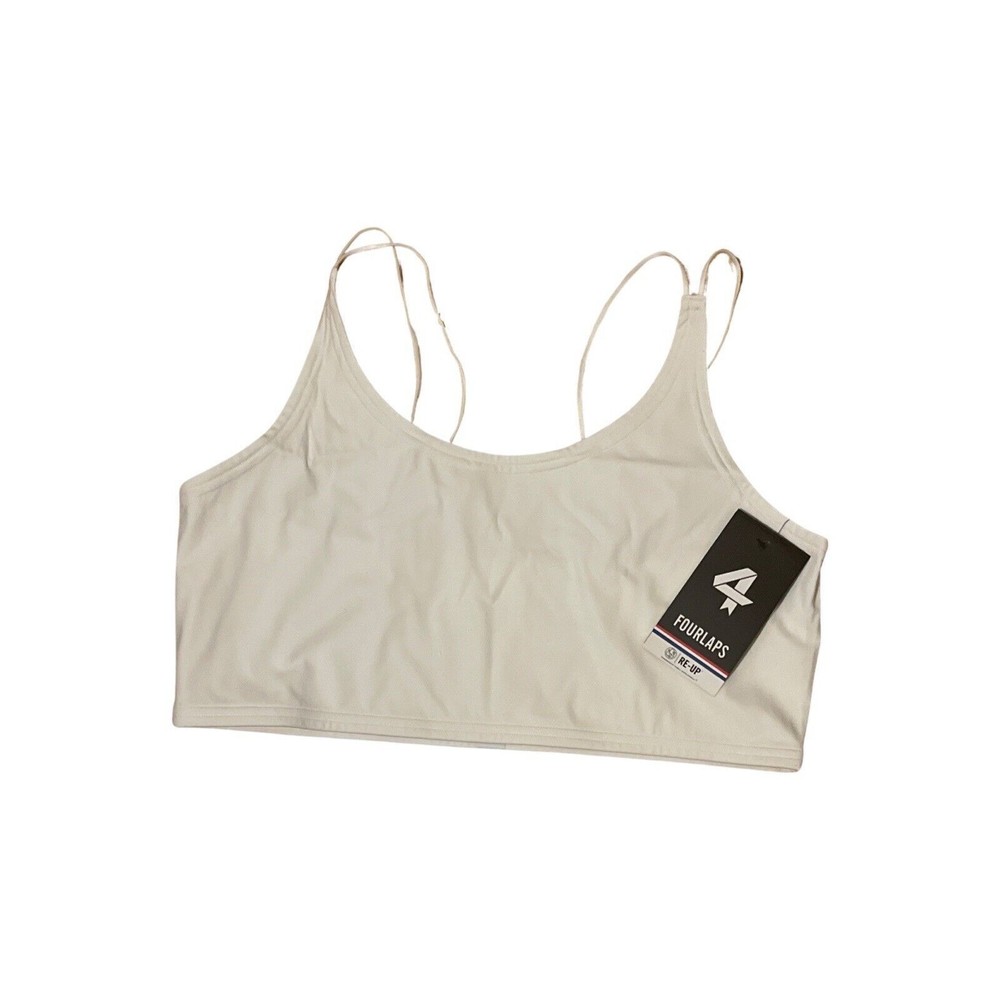 NWT Fourlaps Women’s Poise Longline Fitness Activewear White Sports Bra Sz XL